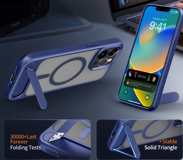 TEHRAN Case for iPhone, Compatible with MagSafe, Built-in Invisible Kickstand, Translucent Matte